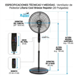 Ventilador de Pie Orbital Digital Liliana VPD20R 20" 90W con Control Remoto y Repeler