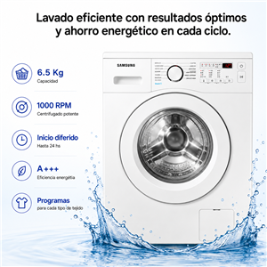 Lavarropas Samsung WW65A4000EE 6.5Kg 1000Rpm Blanco Inverter