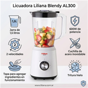 Licuadora Blendy Liliana AL300 1.5 Litros 600W 2 Velocidades