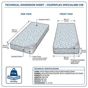 Colchon 1 Plaza Coopeflex 190X80X18 Special Matelase 21Kg